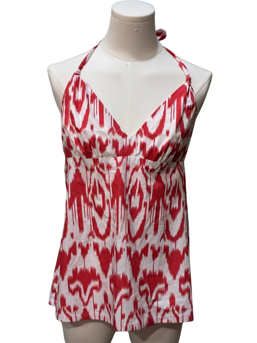 Club Monaco Red White Halter Top Bohemian Festival Euro Summer Cotton Blouse M
